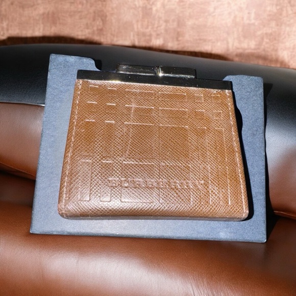 Burberry coin case, dark brown check leather EUC - Picture 3 of 7